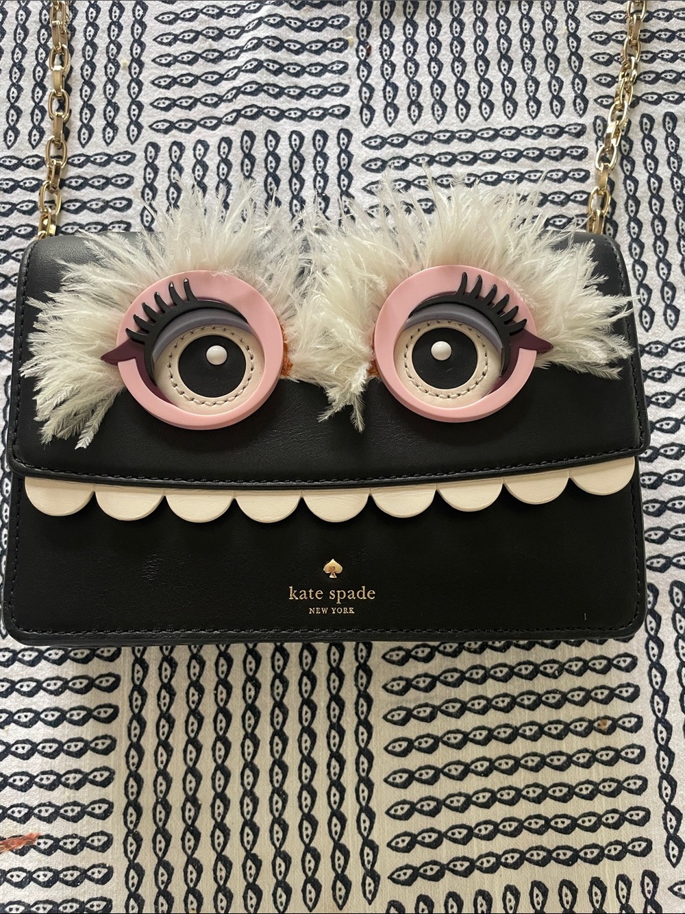 kate spade Black Crossbody with Pink Faux-Fur Eye Details - Picture 2 of 13